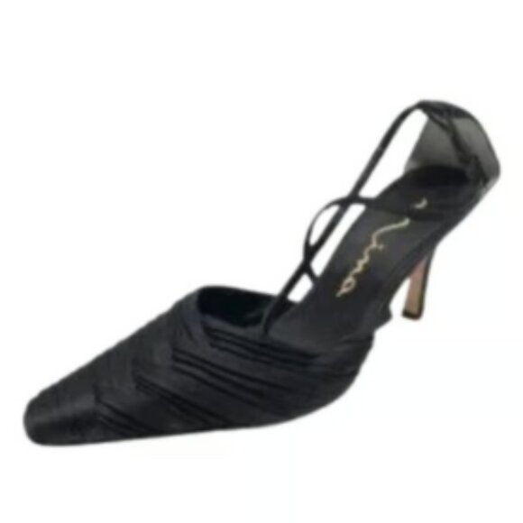 Nina Black Strappy Fancy Party Heels Size 8M - Picture 1 of 7